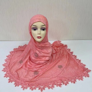 MS-2126 2024 nouveau Style printemps automne <span class=keywords><strong>femmes</strong></span> 100% coton broderie dubaï écharpe strass Hijab voile - Product Image 4