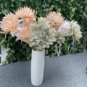 Mur floral artificiel réaliste en tissu brossé, 2 têtes, motif <span class=keywords><strong>lotus</strong></span> des neiges alpin, pour fond de salle de mariage et décoration de salon - Product Image 2