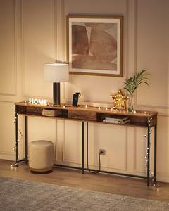 <strong>Console</strong> <strong>Table</strong> with Shelves and Charging Station Outlet for Behind Sofa <strong>Skinny</strong> Entryway or Living Room Furniture - Product Image 3