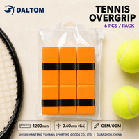 Surgrip de tennis ultra-adhésif pour raquette de badminton, double face, doux, absorbant la transpiration, lot de 6, orange, usine OEM