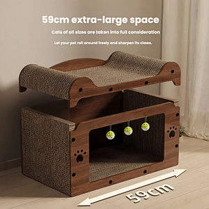 Maison pour <span class=keywords><strong>chat</strong></span> en carton ondulé de luxe, durable, écologique, sans formaldéhyde, lit pour animaux de compagnie d'intérieur, emballage en carton, mobilier pour chaton - Product Image 2