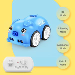 Adorable Coche <span class=keywords><strong>de</strong></span> Control Remoto con Forma <span class=keywords><strong>de</strong></span> Cerdo - <span class=keywords><strong>Modo</strong></span> Dual por Gestos y RC, Luces LED, Carga USB, Diversión para Niños y Niñas (Azul/Rosa) - Product Image 3