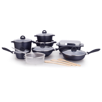 Set peralatan masak dapur induksi granit, panci dan wajan keramik anti lengket untuk memasak dan menggoreng ramah lingkungan