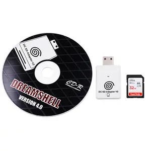 Sega Dreamcast Dreamshell 4.0标清适配器光盘的标清/tf卡读卡器，配有32GB游戏卡