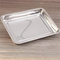 Plateau de service/plaque de cuisson en acier inoxydable 201, épaisseur 0,8 mm, écologique, grande taille, forme carrée, assiettes de qualité pour servir les aliments
