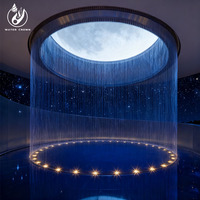 Fontaine murale moderne en acier inoxydable avec rideau lumineux RGB Water Crown, design durable, étanche