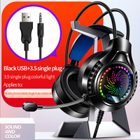 Headset Komputer Q7 dengan Mic dan Lampu, Headset Gaming USB 7.1 Channel, Model Privat Lintas Batas