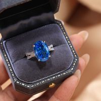 Bijoux fins pour femmes Bague oeuf de pigeon saphir 5 carats Classic Oval Cut High Carbon S925 Silver Personalities First Accessories