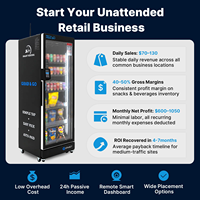 Distributeur automatique sans contact à intelligence artificielle pour hôtels, avec caméra IA, faible encombrement, réfrigérateur pour boissons et snacks, verre trempé