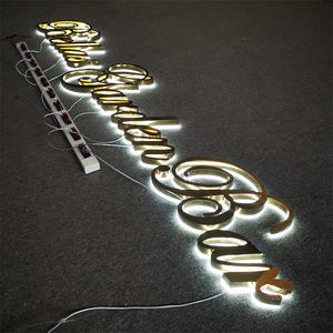 新着ミラーゴールドチャンネルレターサイン防水LED汚れアクリルバックライト付きサインビジネスサインロゴ屋外用 - Product Image 5