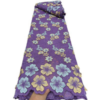 Dernière Nouveauté : Dentelle Suisse en Voile de Coton Brodé de Fleurs 3D avec Pierres sur Fond Noir pour Robe Africaine Femme Tendance
