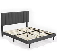 Meubles de chambre à coucher au design moderne, lit capitonné gris, lit king-size ou queen-size