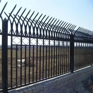 Super high strength zinc steel hollow PVC covering treatment of courtyard block building Wrought Picket fence