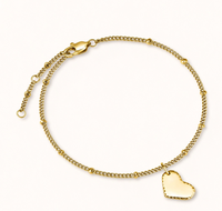 Bracelet chaîne perlée en forme de cœur à bord festonné, personnalisable en gros, en acier inoxydable 316L plaqué or PVD 18K, vierge, étanche, pour femme