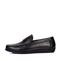 Mocassins en cuir noir pour hommes, bout rond, semelle intermédiaire EVA amortie, semelle extérieure en caoutchouc, chaussures habillées de bureau, couleur unie, toutes saisons
