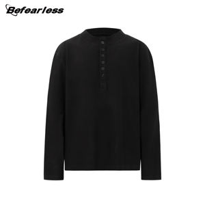 Camiseta de Manga Larga con Cuello Redondo y Botones, Unisex, de Algodón de Alta Calidad, 300 g/m², Estilo Informal para Hombre - Product Image 1