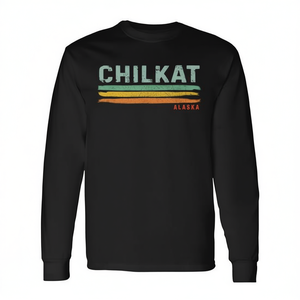 T-shirt a maniche lunghe Chilkat Alaska con design a righe vintage - Product Image 2