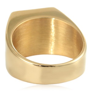 yunnique Men's <b>Gold</b> Steel Color Geometric <b>Ring</b> Black Gemstone Bezel Setting Jewelry Gift - Product Image 3