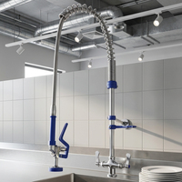 Robinet de pré-évier commercial classique de haute qualité en laiton et acier inoxydable 304, à montage sur plan pour évier de cuisine et atelier