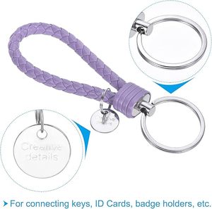 Simple Fashion Braided Leather Keychain Stainless Steel Key <b>Ring</b> Handmade Strap Car Pendant Designer Accessories for <b>Men</b> Women - Product Image 6