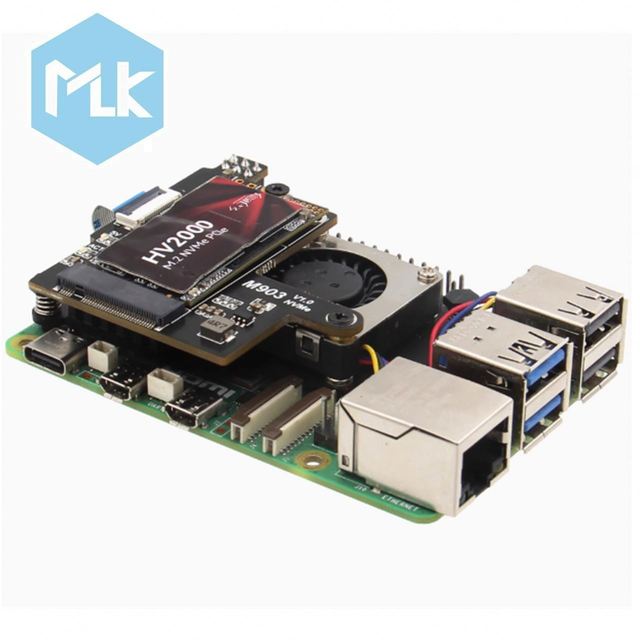 MLK Raspberry Pi 5 PCIe M.2 NVMe SSD Expansion Board M903 High-Speed Gen3 AI Embedded Development Board 2280/2260 Size SSD Plug