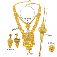 Juego de Joyería de Lujo para Mujer, Collar, Aretes, Pulsera y Anillo Chapados en Oro de 24K, Diseño Exclusivo para Bodas en Dubái