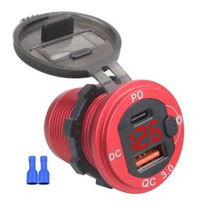 Usb Car Charger Cigarette Lighter 12-24V PD QC 3.0 Digital Display <b>Touch</b> <b>Switch</b> Voltage Monitoring Fast Charging Waterproof - Product Image 4