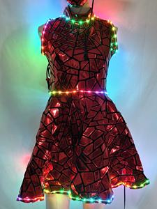 Sombrero de chica moderna con espejo rojo para mujer, actuación en escenario, Festival, disfraz de <span class=keywords><strong>Gogo</strong></span>, Bar, club nocturno, traje Rave, zancos, vestido de salón - Product Image 2