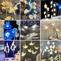Décoration de mariage et de fête géante en forme de fleur LED romantique moderne, en soie et PVC de haute qualité, pour usage intérieur, vente en gros