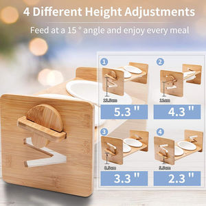 Mangkuk Makan Hewan Peliharaan Berkualitas Tinggi, Mangkuk Makan Anjing dan Kucing dari Bambu, Dapat Disesuaikan Tingginya dan Miring, untuk Makanan Lambat - Product Image 4