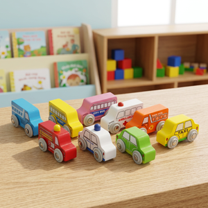 Eco-Friendly Non-Toxic Multi-Color Wooden <b>Car</b> Toy Kids Educational Cab Toy Custom Logo Print Rubber Material <b>Box</b> Baby Toys - Product Image 3