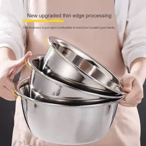 Tazón de condimento de sopa de acero inoxidable grueso Yolecen, tazón de mezcla para hornear con borde grande, contenedor de sabor no magnético para cocinar pasteles - Product Image 1