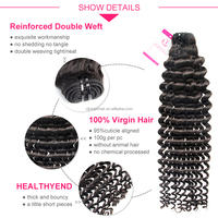 CLJhair Cheveux Humains Brésiliens Vierges 100% Grade Remy Bouclés Profonds Tissage Plat Toutes Couleurs Extensions de Cheveux en Gros avec Closure