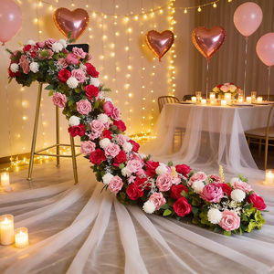 ฉากหลังงานแต่งงานแบบไล่เฉดสีประดับด้วยดอกไม้แถวยาวสำหรับตกแต่งโต๊ะโชว์รูม ซุ้มประตู หน้าต่าง และงานแต่งงาน - Product Image 2
