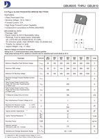Redresseur de pont monophasé GBU804 400V 8A à passivation par le verre, boîtier traversant, 100% original et traçable, pour alimentation électrique