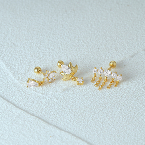 CANNER Boucles d'oreilles hélix en argent S925 avec zircone cubique en forme de goutte d'eau et fleur pour femme, bijoux de piercing pour le nez - Product Image 3