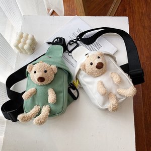 2023 printemps et automne mode femmes toile dessin animé <span class=keywords><strong>sac</strong></span> nouveaux enfants ours <span class=keywords><strong>poitrine</strong></span> bandoulière <span class=keywords><strong>sac</strong></span> à bandoulière - Product Image 3