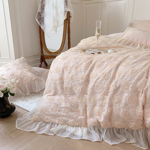 Korean Style <strong>Full</strong> Cotton Jacquard Lace Princess <strong>Bed</strong> <strong>Set</strong> Luxury Wedding Duvet Cover <strong>Set</strong> - Product Image 6