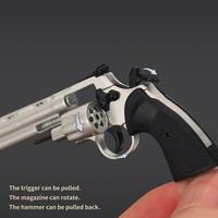 Porte-clés pistolet jouet en alliage métallique réaliste, modèle Python 357, argenté, assemblé, 1:3, noir, 70 mm, pas cher