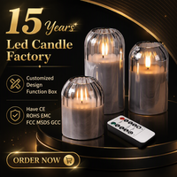 Prêt à être expédié, 2 piles AA, bougies LED sans flamme, effet scintillant, verre côtelé, avec de la vraie cire, pour la décoration de Noël