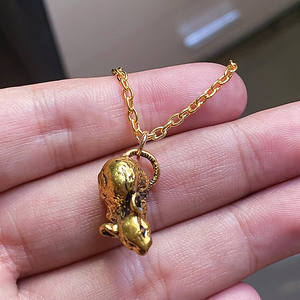Collier pendentif en forme de souris, animal mignon, sportif, plaqué or, tendance européenne et américaine, pour <span class=keywords><strong>animaux</strong></span> de compagnie, souris des bois, chaîne en bambou, unisexe - Product Image 3