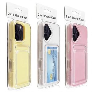 Étui de téléphone transparent deux-en-un avec porte-cartes pour <span class=keywords><strong>iPhone</strong></span> 16 Pro Max et 14/17, design rigide antichute et emplacement pour cartes - Product Image 1