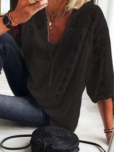 Nouveauté Tendance 2026 : T-shirt Élégant Ample en <span class=keywords><strong>Dentelle</strong></span> Unie pour <span class=keywords><strong>Femme</strong></span> – Idéal pour le Bureau – Vente Flash Dropshipping Printemps-Été - Product Image 4
