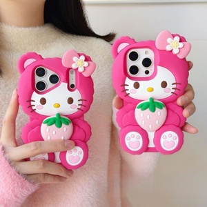 เคสโทรศัพท์มือถือลายการ์ตูนสตรอว์เบอร์รี่โบว์น่ารัก 3 มิติ ซิลิโคน รุ่นใหม่ล่าสุด สำหรับ iPhone 12 pro max 13 14 15 16 17 - Product Image 2