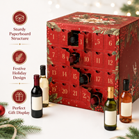 Boîte de calendrier de l'avent pour vin personnalisée de luxe, 24 jours, emballage cadeau pour bouteilles miniatures de Noël et du Nouvel An avec tiroirs individuels