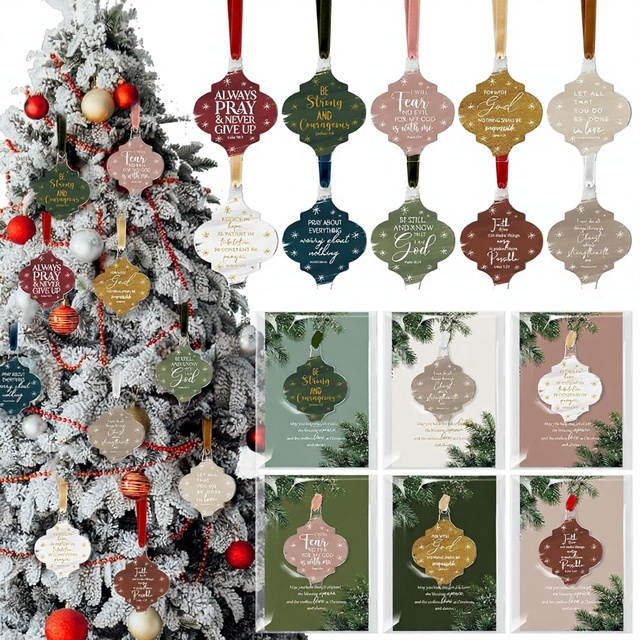 Christian Christmas Classic Lantern Acrylic Hanging Ornaments Watercolor Bibles Verses Inspirational Gifts