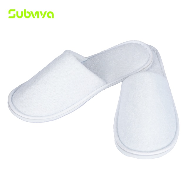 OEM Terry Cloth Hotel Guest Room Slippers EVA Sole Anti-slip Disposable Hotel Slippers  for Hotel Resorts