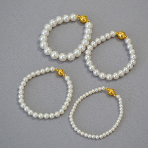 Elegante lujo oro imán hebilla 4mm/6mm/8mm/10mm blanco/gris círculo perlas gargantilla collar/pulseras - Product Image 2