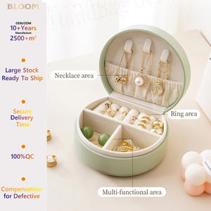 यात्रा आयोजक चमड़े की वस्तुओं के राउंड गहने कंटेनर पैकेजिंग बॉक्स सोस्टनी महिलाएं ऑनलाइन ऑनलाइन - Product Image 3