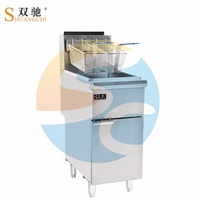 Friteuse à gaz commerciale pour poulet 35L, friteuse industrielle sur pied pour frites, corps en acier inoxydable Shuangchi